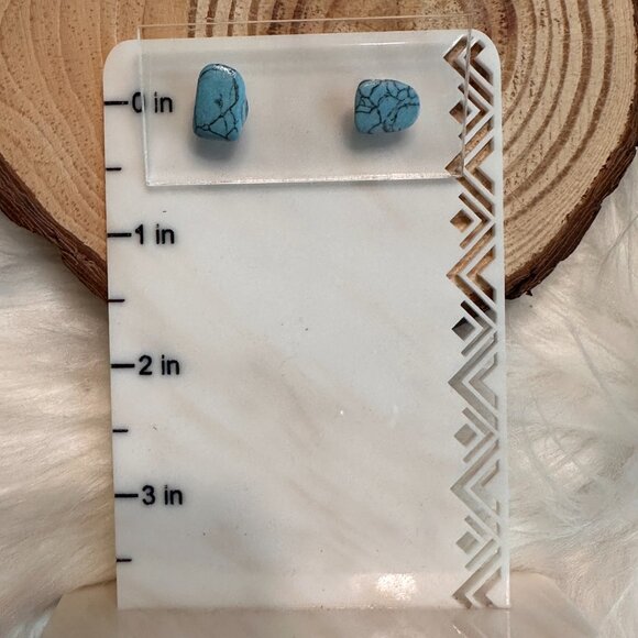 Turquoise Howlite Stud Earrings - Picture 3 of 3